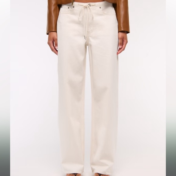 Abercrombie & Fitch Denim - Abercrombie Low Rise Ultra Loose Cream Jeans